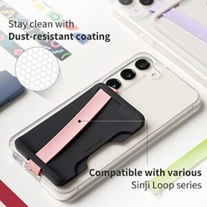 Sinjimoru Never Lose Your Cards Again! Silicone Card Holder with Loop, Finger Grip Strap for iPhone and Android Cell Phones ID Credit Card Wallet Sleeve for Phone Cases. Sinji Loop Wallet Navy 200