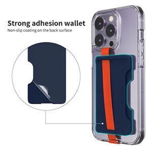 Sinjimoru Never Lose Your Cards Again! Silicone Card Holder with Loop, Finger Grip Strap for iPhone and Android Cell Phones ID Credit Card Wallet Sleeve for Phone Cases. Sinji Loop Wallet Navy 200