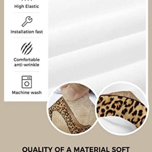 Animal Skin Texture Seat Covers for Dining Room Chairs Set of 6, Square Removable Washable Chair Protector, Anti-Wrinkle Seat Cushion Slipcovers for Kitchen Leopard Print High Heels