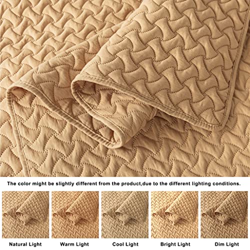 Yellow King Size Quilt Bedding Sets with Pillow Shams, Pumpkin Lightweight Soft Bedspread Coverlet, Quilted Blanket Thin Comforter Bed Cover for All Season Spring Summer, 3 Pieces, 104x90 inches