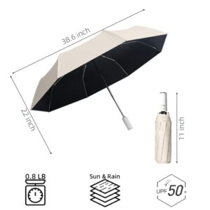 ESUFEIR Small Travel Umbrellas for Rain Protection Sun Compact-8 Ribs Automatic UV Umbrella UV Blocker Windproof-Sun Parasol Umbrella UV Protection-Lightweight & Portable-Men and Women