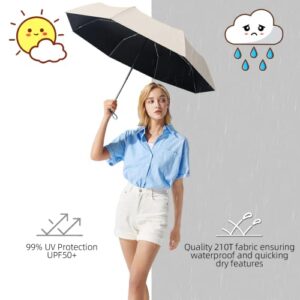 ESUFEIR Small Travel Umbrellas for Rain Protection Sun Compact-8 Ribs Automatic UV Umbrella UV Blocker Windproof-Sun Parasol Umbrella UV Protection-Lightweight & Portable-Men and Women