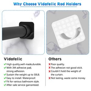 Vidafelic Shower Curtain Rod Holders,2Pack Adhesive Shower Curtain Rod Mount Holder for Wall,Bathroom Curtain Tension Rod Retainer,Stick On,No Drilling,Easy to Install (Rod Not Included)