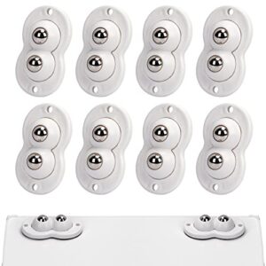 fyy self adhesive caster wheels, 8pcs mini swivel wheels 360 degree rotation stainless steel paste pulley sticky pulley for small furniture storage box trash can bins white