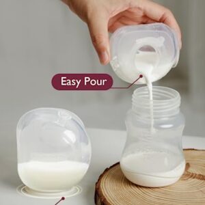 Momcozy Milk Collector for Breastmilk, Pea Breastfeeding Milk Catchers with Flange & Valve More Adsorption & Fit, Silicone Milk Collector Reusable Breast Milk Shells 2.5oz/75ml, 2 Pack