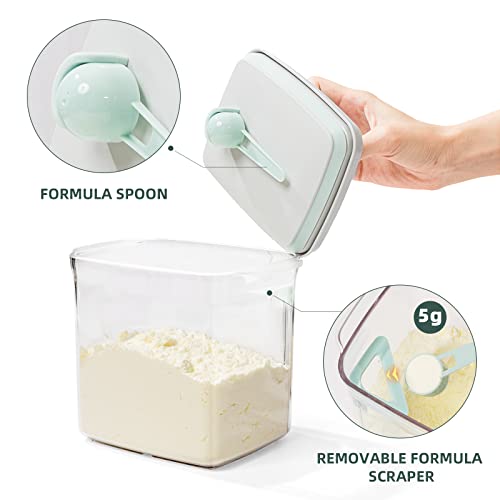 Tourdeus Formula Container - 1700ml Pop Top Milk Powder Container, BPA-Free Airtight Formula Dispenser with Scoop and Scraper 600g Clear