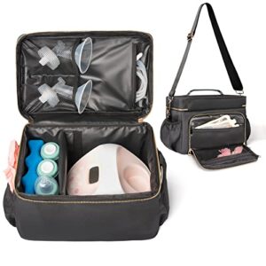 bag pump storage bag compatible with willow, elvie, carrying case,elitemom breast pump tote bag, compatible with spectra s1 s2 gold, medela, and more with cooler