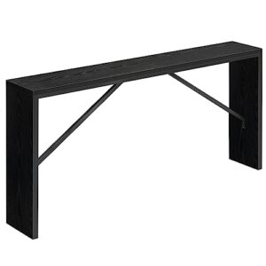 mahancris console table, 62.2" long sofa table behind couch, narrow entryway table, farmhouse dining table with angled metal frame, industrial console table for entryway, black cthb15801