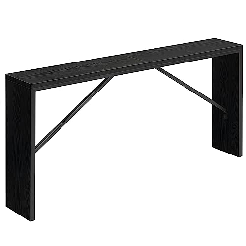 MAHANCRIS Console Table, 62.2" Long Sofa Table Behind Couch, Narrow Entryway Table, Farmhouse Dining Table with Angled Metal Frame, Industrial Console Table for Entryway, Black CTHB15801