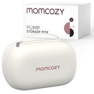 momcozy breast pump bag for hands-free wearable breast pumps, hard shell case with removable tray, watertight breast pump storage bag for pumping bag, diaper bag, or handbag（holds 2 pumps）