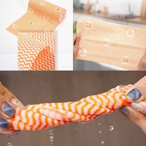 KitchLife Reusable Bamboo Paper Towels with Oil-Water Separation Technology, 1 Roll = 10 Months Supply - Washable and Recycled Paper Rolls, Eco Friendly Gift, Roral Orange