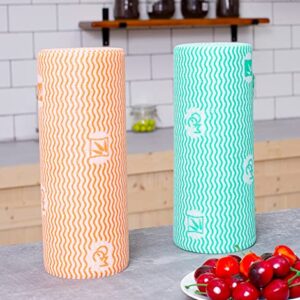 KitchLife Reusable Bamboo Paper Towels with Oil-Water Separation Technology, 1 Roll = 10 Months Supply - Washable and Recycled Paper Rolls, Eco Friendly Gift, Roral Orange