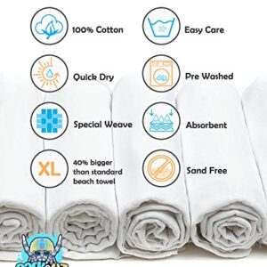 PARK&OZ ( 2 Pack ) Turkish Cotton Lightweight Towel | Pre-Washed | Absorbent and Quick Dry | Sand Free | Oversized | Towels for Beach,Pool,Bathroom,Spa,Travel,Camping,Fitness,Yoga (White)