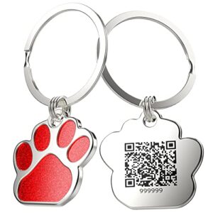 personalized dog tag qr code pet id tags online profile modifiable, scan qr receive instant pet location alert email - red s