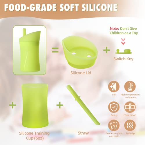 LuQiBabe Silicone Training Cup with Straw Lid | Sippy Cups | Toddler Cup with Straw - Microwave & Freezer Safe BPA Free Food-Grade Silicone Babies Water Drinking Cup (5 oz)