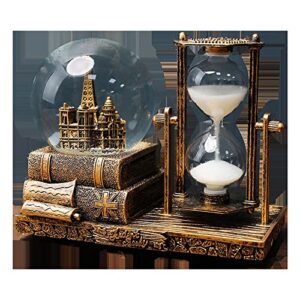 Music Crystal Snow Globe with Hourglass Timer Home Decoration for Living Room Bedroom Book Shelf TV Cabinet Desktop Decor Statue Figurine Table Centerpieces Ornaments (A-Brown)