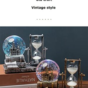 Music Crystal Snow Globe with Hourglass Timer Home Decoration for Living Room Bedroom Book Shelf TV Cabinet Desktop Decor Statue Figurine Table Centerpieces Ornaments (A-Brown)