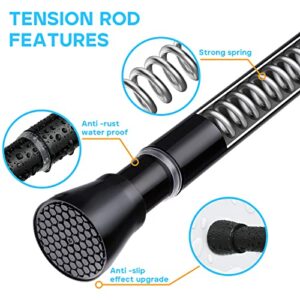 Black Spring Tension Curtain Rod 28-52 Inches, 7/8" Diameter Adjustable Shower Curtain Rod No Drill, Anti-slip Heavy Duty Spring Curtain Rod for Windows Bathroom Kitchen Closet Doorway