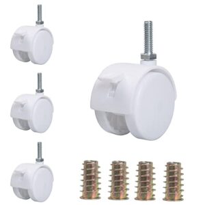 1.5" stem casters wheels replacement threaded swivel caster with locking brake 4 pack for furniture(5/16-white)