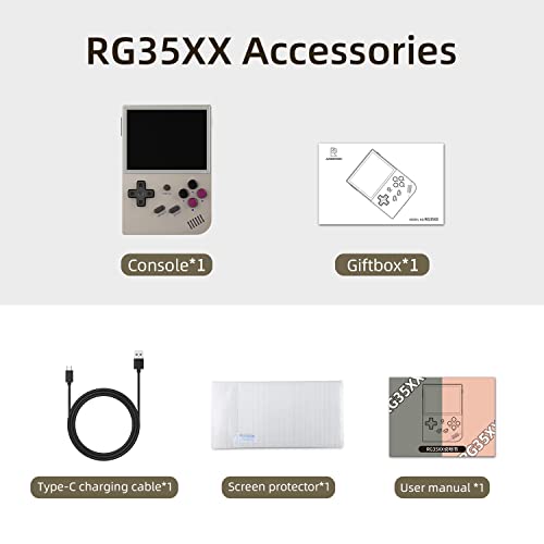 DREAMHAX RG35XX Portable Game Console with 640*480 3.5 Inch IPS Screen Built-in 5470+ Games Linux System, Handheld Video Games Support Gamepad and HDMI TV Output, Retro Game Gift (Gray)