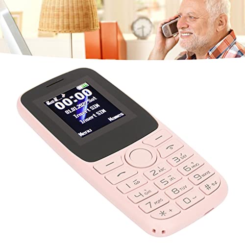 Unlocked Cellphone, 1400mAh Large Font Big Buttons 2.4in Screen Senior Cell Phone 2G GSM for Travel (Pink)