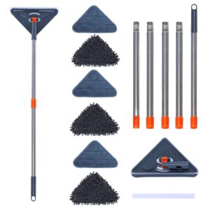 85" wall mop, wall cleaner with long handle, 360° rotation, ceiling cleaning tool with extension pole 39" to 85 ",6 microfiber chenille pads