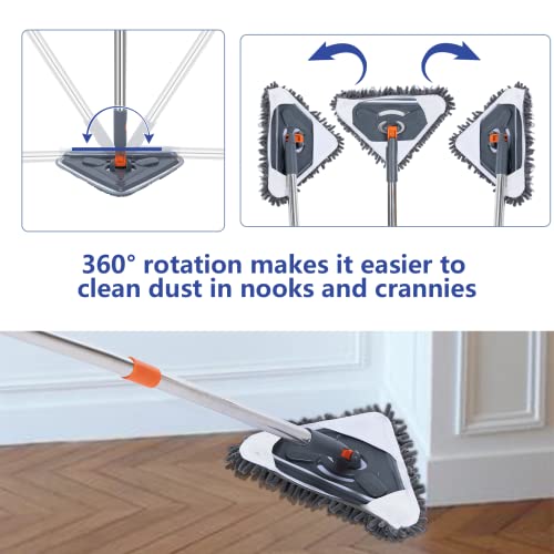 85" Wall Mop, Wall Cleaner with Long Handle, 360° Rotation, Ceiling Cleaning Tool with Extension Pole 39" to 85 ",6 Microfiber Chenille Pads