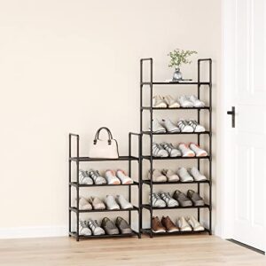 SHELAKET 4-Tier Stackable Small Shoe Rack, Expandable & Adjustable Shoe Shelf Storage Organizer for Entryway, Hallway and Closet (SAT-4B)