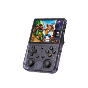 rg353v retro handheld game console - dual os android 11 and linux - 64gb tf card pre-installed with 4452 games - handheld emulator 3.5 ips screen 3200 mah battery. plug & play video games (rg353v-purple)