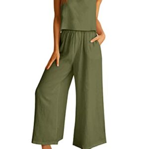 AUTOMET Summer Vacation Outfits 2 Two Piece Matching Sets for Women 2023 Casual Comfy Spring Fashion Clothes Linen Dressy Jumpsuits