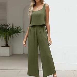 AUTOMET Summer Vacation Outfits 2 Two Piece Matching Sets for Women 2023 Casual Comfy Spring Fashion Clothes Linen Dressy Jumpsuits