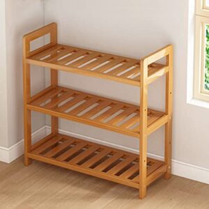zhijxfavo wooden shoe rack for closet | 3 tier wood and bamboo shoe shelf | shoe storage orgnizer for enterway hallway bathroom balcony | easy to assemble & space saving