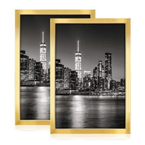 annecy 8x12 picture frame gold（2 pack）, 8 x 12 picture frame for wall or desktop decoration, classic black minimalist style suitable for decorating houses, offices, hotels