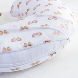 Little Grape Land Nursing Pillow Covers for Baby Girl, Soft Removable Covers Breathable for Breastfeeding Pillows, 2 Pack Nursing Pillow Cases Fit Standard Nursing Pillows (Floral & Butterfly)