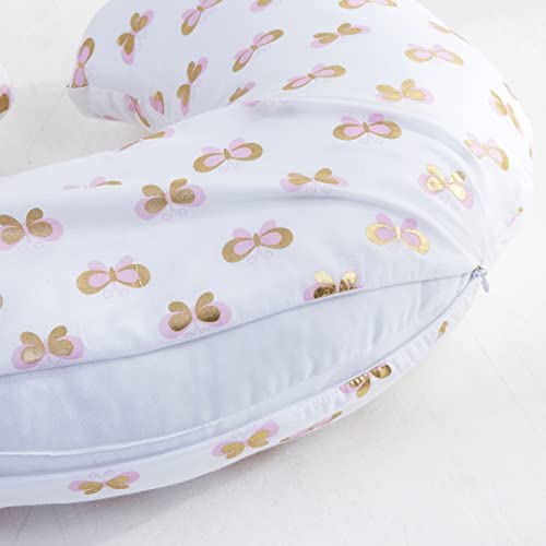 Little Grape Land Nursing Pillow Covers for Baby Girl, Soft Removable Covers Breathable for Breastfeeding Pillows, 2 Pack Nursing Pillow Cases Fit Standard Nursing Pillows (Floral & Butterfly)