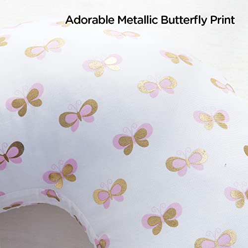 Little Grape Land Nursing Pillow Covers for Baby Girl, Soft Removable Covers Breathable for Breastfeeding Pillows, 2 Pack Nursing Pillow Cases Fit Standard Nursing Pillows (Floral & Butterfly)