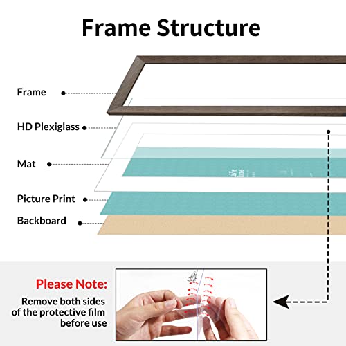 LaVie Home 14 x 18 Poster Frame 2 Packs Brown, Display Pictures 12x16 with Mat or 14x18 Without Mat, Horizontal or Vertical Wall Gallery Poster Frames with High Definition Plexiglass Suitable for Family Photos, Christmas, Anniversary, Wedding, Home Decor