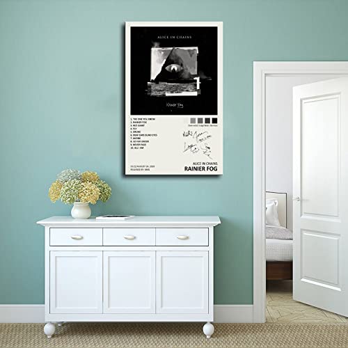 WANMLY Alice Poster In Chains Rainier Fog Music Album Cover Signed Limited Poster Canvas Poster Wall Art Decor Print Picture Paintings for Living Room Bedroom Decoration Unframe:12x18inch(30x45cm)