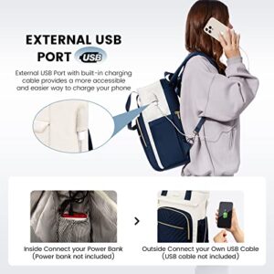 LOVEVOOK Laptop Backpack Purse for Women, Wide Top Open Teacher Nurse Tote Bag, 15.6 Inch Work Laptop Bag with USB Port, Business Travel Computer Backpack