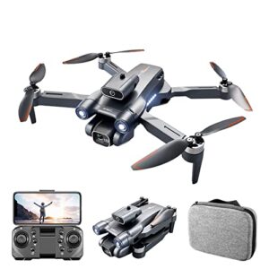 drones with camera for adults 4k hd dual camera automatic obstacle avoidance one touch take-off and landing trajectory flight (black)