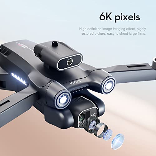 drones with camera for adults 4k HD dual camera Automatic obstacle avoidance One Touch Take-off and Landing Trajectory flight (Black)