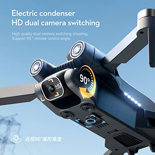 drones with camera for adults 4k HD dual camera Automatic obstacle avoidance One Touch Take-off and Landing Trajectory flight (Black)