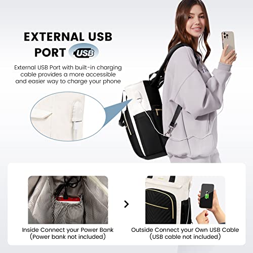 LOVEVOOK Laptop Backpack Purse for Women, Wide Top Open Teacher Nurse Tote Bag, 15.6 Inch Work Laptop Bag with USB Port,Business Travel Computer Backpack