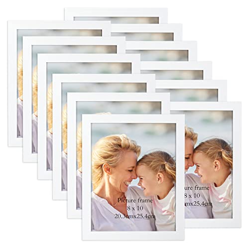 Lyeasw 8x10 Picture Frames White 12 Pack, Multi 8 by 10 Photo Frame for Wall Mount or Tabletop Display