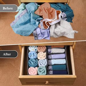 APOMOV 16 Pack Underwear Drawer Organizer Sock Dividers, 180 Cells Foldable Cabinet Closet Storage Fabric Dresser Basket Organization for Clothing, Socks, Bras,Ties Gray