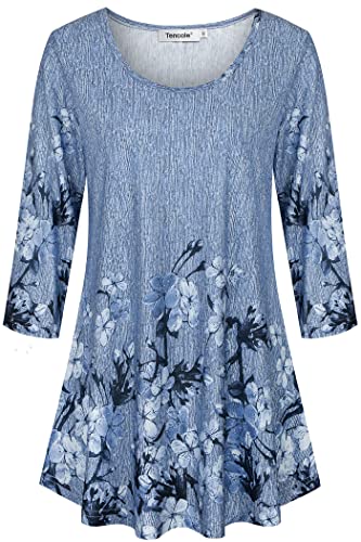 Tencole Ladies Tops and Blouses Dressy, Pleated Womens Tops Casual Loose Fit Comfy Tunic Blouse Long Tunics for Women to Wear with Leggings Dressy Shirts Peasant Tops Loose Fit Fall