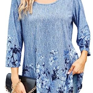 Tencole Ladies Tops and Blouses Dressy, Pleated Womens Tops Casual Loose Fit Comfy Tunic Blouse Long Tunics for Women to Wear with Leggings Dressy Shirts Peasant Tops Loose Fit Fall