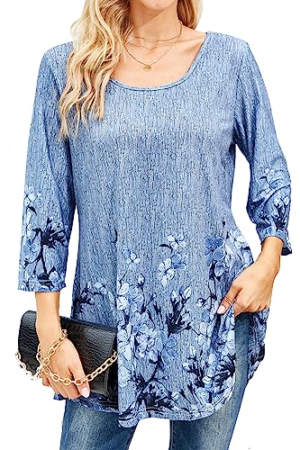 Tencole Ladies Tops and Blouses Dressy, Pleated Womens Tops Casual Loose Fit Comfy Tunic Blouse Long Tunics for Women to Wear with Leggings Dressy Shirts Peasant Tops Loose Fit Fall