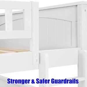 SNIFIT Stronger & Upgraded Version Solid Wood Full Over Full Bunk Bed with Trundle, Thickened More Stable Safer Full Size Bunk Bed Frame with Trundle and Reinforced Ladder, Easier to Assemble (White)