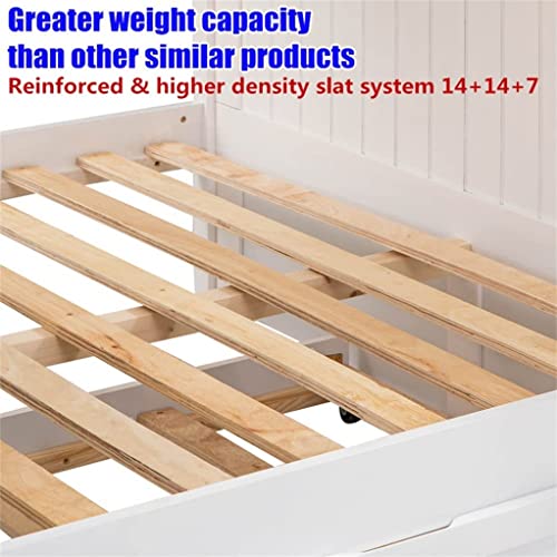 SNIFIT Stronger & Upgraded Version Solid Wood Full Over Full Bunk Bed with Trundle, Thickened More Stable Safer Full Size Bunk Bed Frame with Trundle and Reinforced Ladder, Easier to Assemble (White)